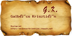 Galbács Krisztián névjegykártya
